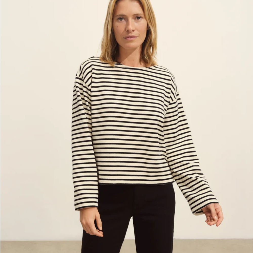 NWT Buck Mason Mariner Jersey Chestnut and Natural Striped Tee
